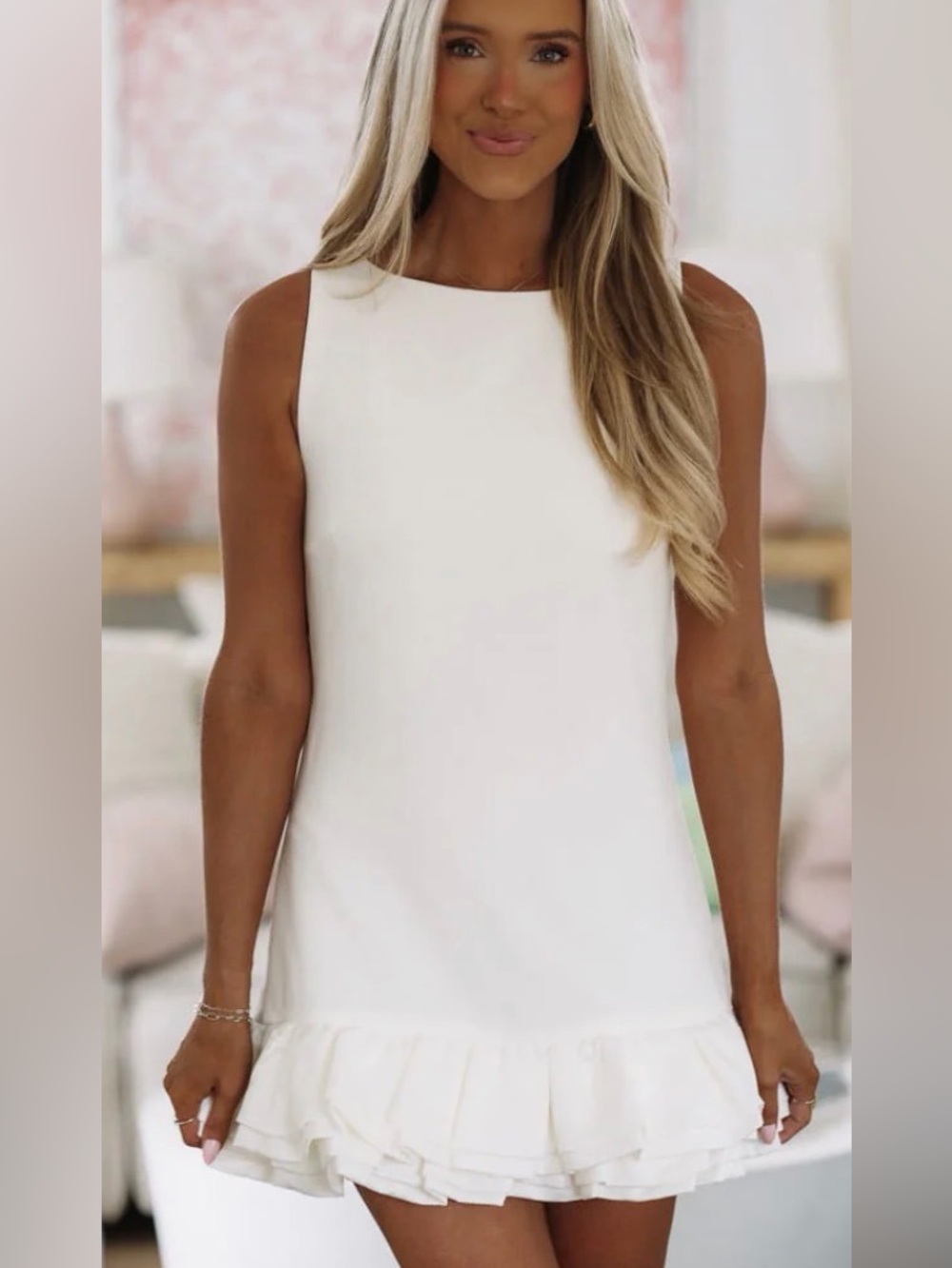 Bridal White Ruffle-Hem Dress